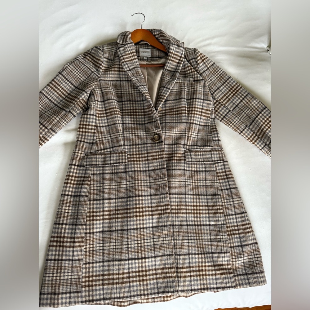 EUC! Cyrus Brown Plaid Women's Dress Coat